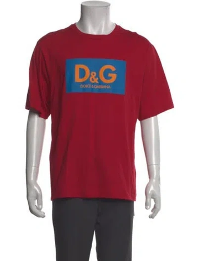 Pre-owned D&g Graphic Print Crew Neck T-shirt In Red