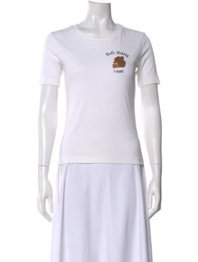 Pre-owned D&g Graphic Print Crew Neck T-shirt In White