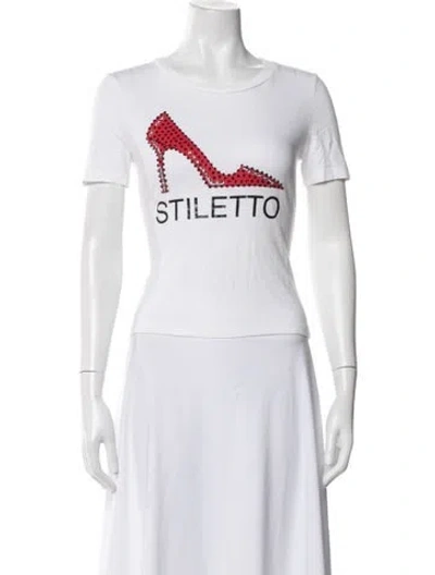 Pre-owned D&g Graphic Print Crew Neck T-shirt In White