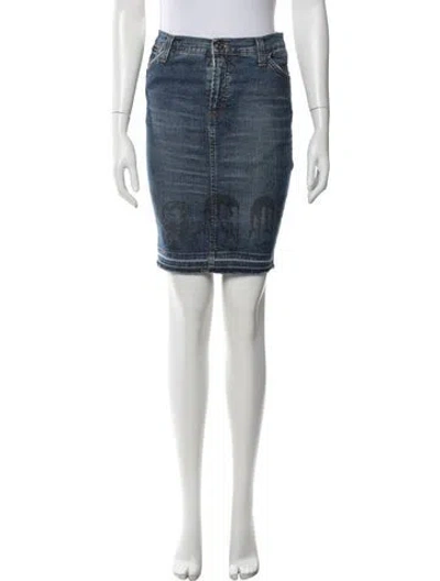 Pre-owned D&g Graphic Print Knee-length Skirt In Blue