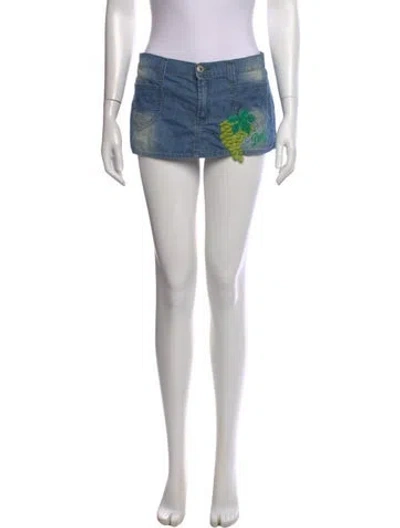 Pre-owned D&g Graphic Print Mini Skirt In Blue