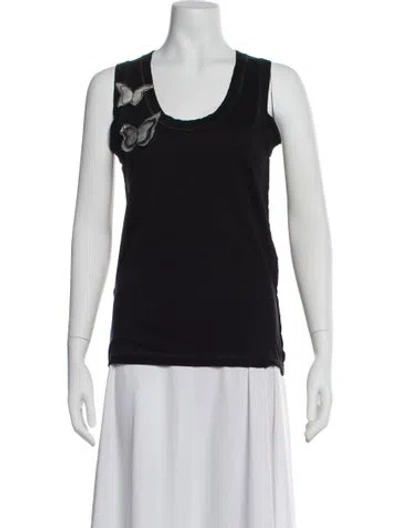 Pre-owned D&g Graphic Print Scoop Neck Top In Black