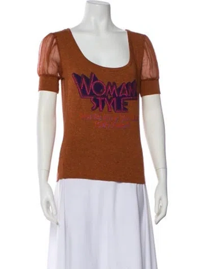 Pre-owned D&g Graphic Print Scoop Neck T-shirt In Brown