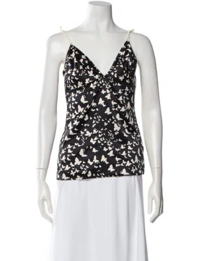 Pre-owned D&g Graphic Print V-neck Top In White