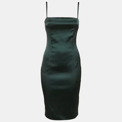 Pre-owned D & G Green Satin Strappy Short Dress S