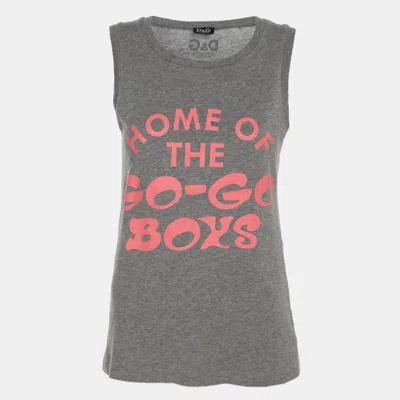 Pre-owned D & G Grey Printed Jersey Sleeveless Top S In Gray