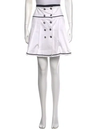 Pre-owned D&g Grosgrain Trim Knee-length Skirt In White