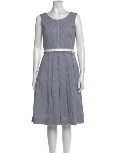 Pre-owned D&g Houndstooth Print Knee-length Dress In Blue/white
