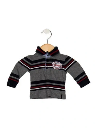 Pre-owned D&g Babies' Infant Boy's Striped Polo Shirt In Grey