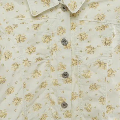 Pre-owned D & G Junior Kids White Floral Print Cotton Jacket 10 Yrs