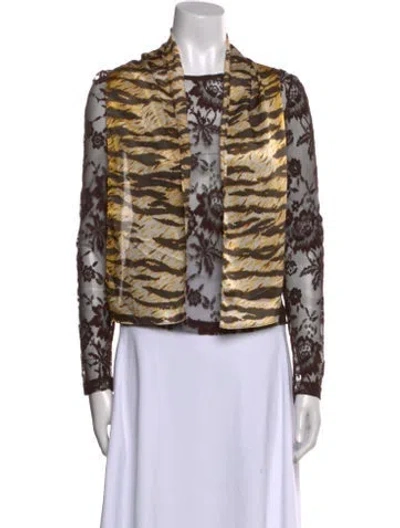 Pre-owned D&g Lace Animal Print Blouse In Brown