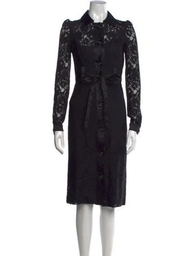 Pre-owned D&g Lace Knee-length Dress In Black