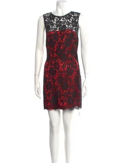 Pre-owned D&g Lace Knee-length Dress In Black/red