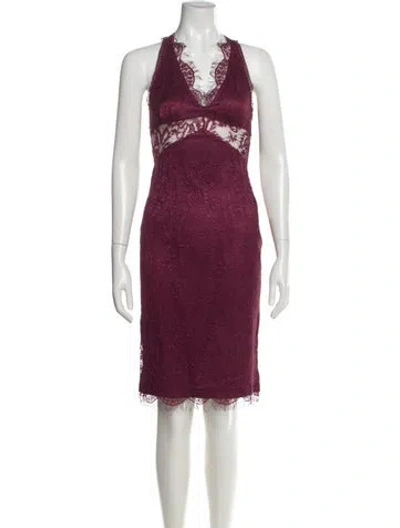 Pre-owned D&g Lace Knee-length Dress In Burgundy