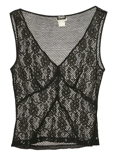 Pre-owned D&g Lace Mesh Top In Black