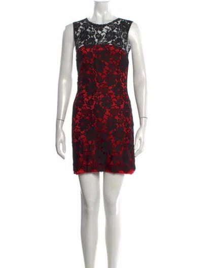 Pre-owned D&g Lace Mini Dress In Black/red