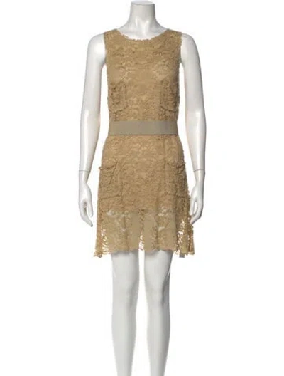 Pre-owned D&g Lace Mini Dress In Neutrals