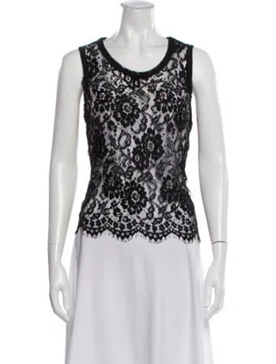 Pre-owned D&g Lace Pattern Crew Neck Top In Black