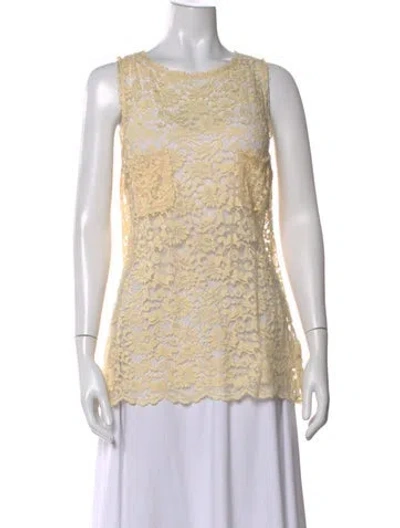 Pre-owned D&g Lace Pattern Crew Neck Top In Yellow