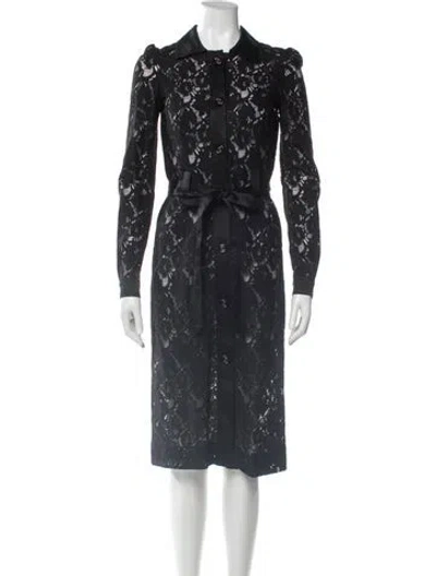 Pre-owned D&g Lace Pattern Knee-length Dress In Black