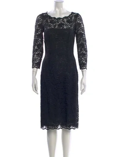 Pre-owned D&g Lace Pattern Knee-length Dress In Black