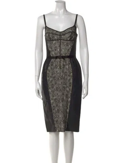 Pre-owned D&g Lace Pattern Knee-length Dress In Black