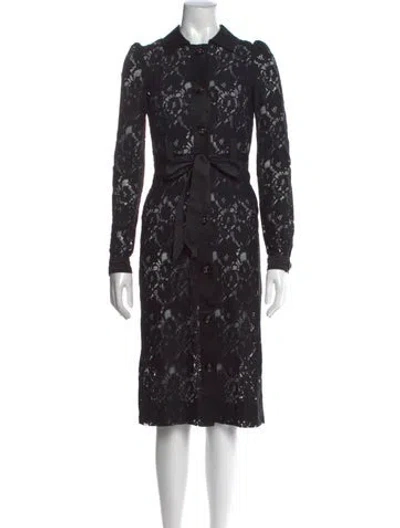 Pre-owned D&g Lace Pattern Knee-length Dress In Black