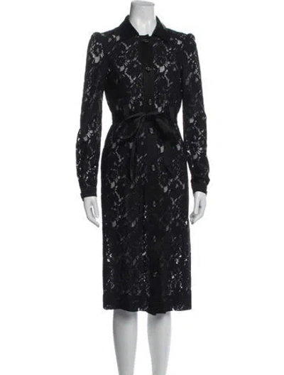 Pre-owned D&g Lace Pattern Knee-length Dress In Blue
