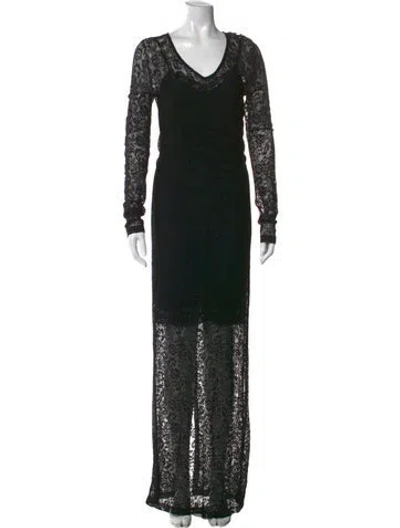 Pre-owned D&g Lace Pattern Long Dress In Black