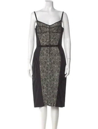 Pre-owned D&g Lace Pattern Midi Length Dress In Black