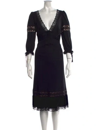 Pre-owned D&g Lace Pattern Midi Length Dress In Black