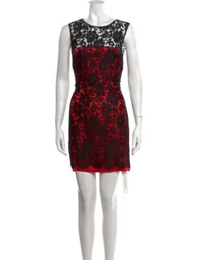 Pre-owned D&g Lace Pattern Mini Dress In Black/red