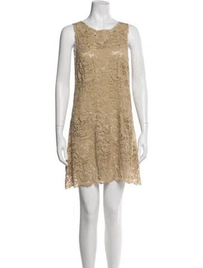 Pre-owned D&g Lace Pattern Mini Dress In Neutral