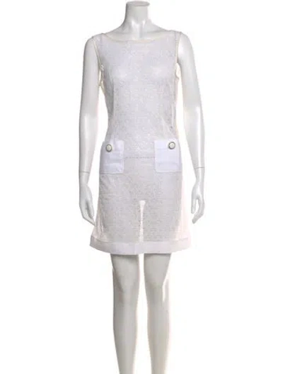 Pre-owned D&g Lace Pattern Mini Dress In White