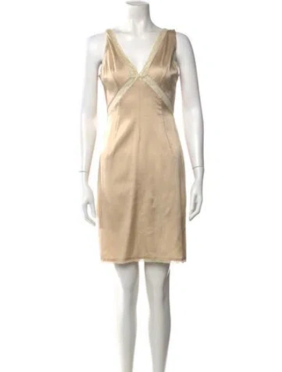 Pre-owned D&g Lace Pattern Mini Dress In Yellow