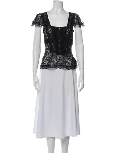 Pre-owned D&g Lace Pattern Square Neckline Top In Black