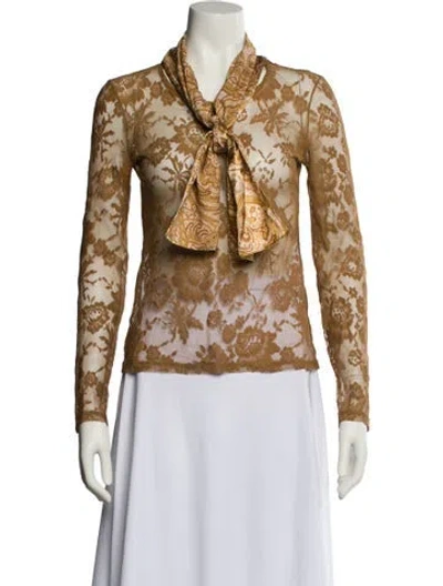 Pre-owned D&g Lace Printed Button-up Top In Multi