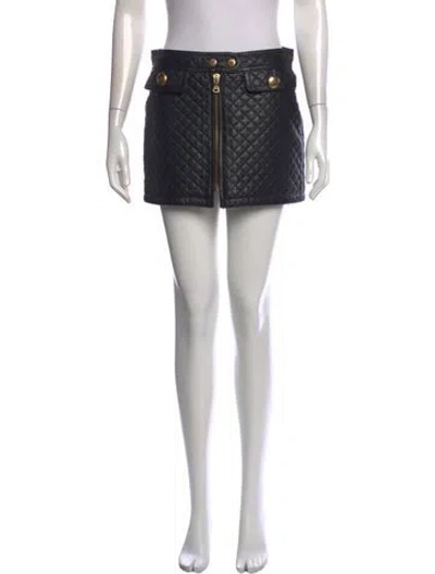 Pre-owned D&g Lamb Leather Mini Skirt In Black