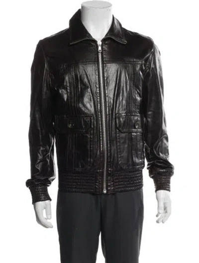 Pre-owned D&g Lamb Leather Moto Jacket In Black