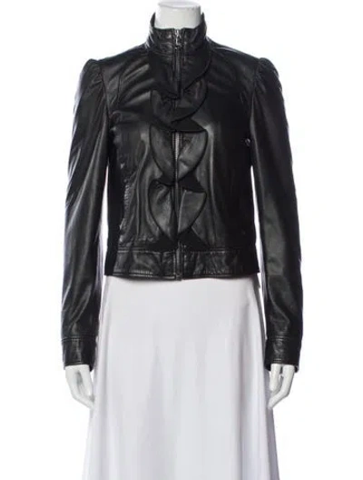 Pre-owned D&g Lambskin Biker Jacket In Black