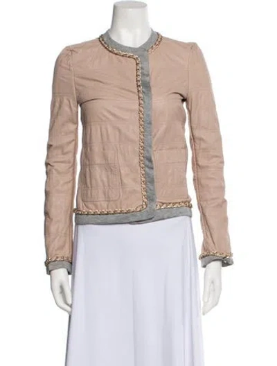 Pre-owned D&g Lambskin Biker Jacket In Pink