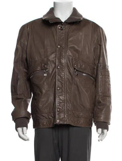 Pre-owned D&g Lambskin Bomber Jacket In Brown