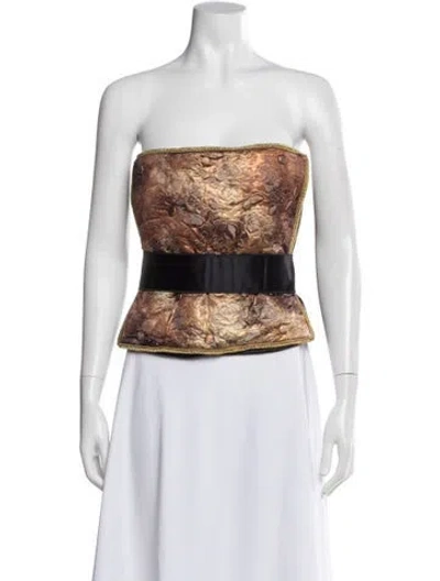 Pre-owned D&g Late 2000's - Early 2010's Printed Crop Top W/ Tags In Brown