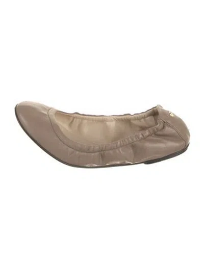 Pre-owned D&g Leather Ballet Flats In Neutral