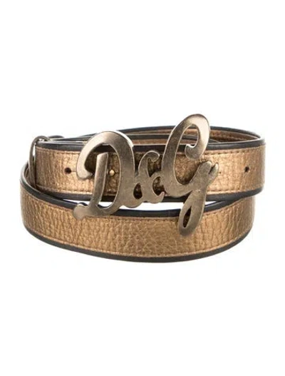 Pre-owned D&g Leather Belt In Gold
