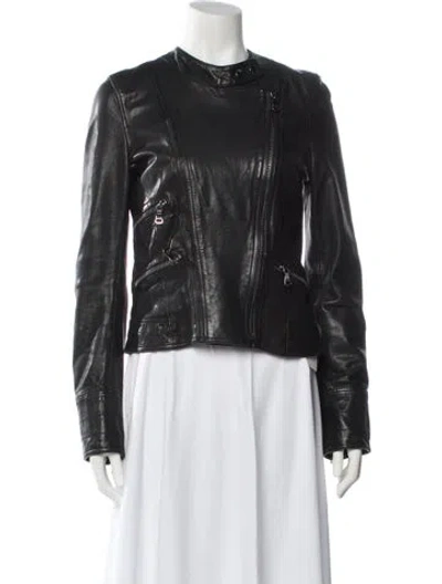Pre-owned D&g Leather Biker Jacket In Black