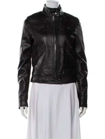 Pre-owned D&g Leather Biker Jacket In Black