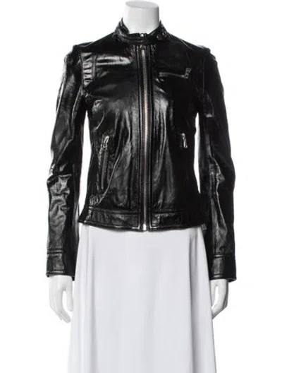 Pre-owned D&g Leather Biker Jacket In Black