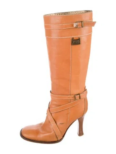 Pre-owned D&g Leather Boots In Brown