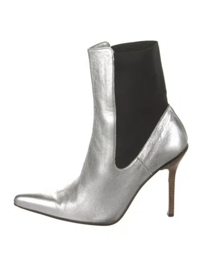 Pre-owned D&g Leather Boots In Silver